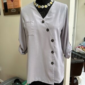 🎉2/15.00🎉Moyabo shirt side button , roll up sleeves , purple/gray, clean